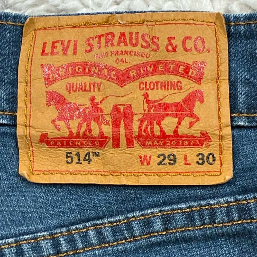 Levi's 514 Jeans 29 x 30 Straight Fit Leg Medium Wash Denim Casual